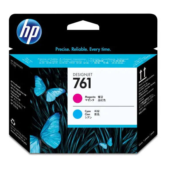 HP 761 Magenta cyan Tête d'impression d'origine CH646A