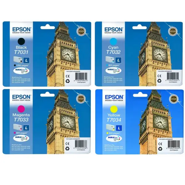 Epson T7031/7032/7033/7034 Big Ben Pack de 4 Cartouches d'encre d'origine