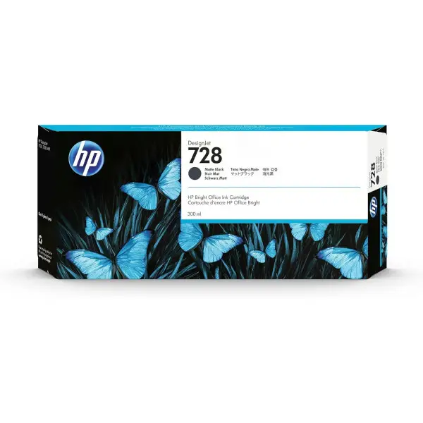 HP 728 Noir mat 300 ml Cartouche d'encre d'origine - F9J68A