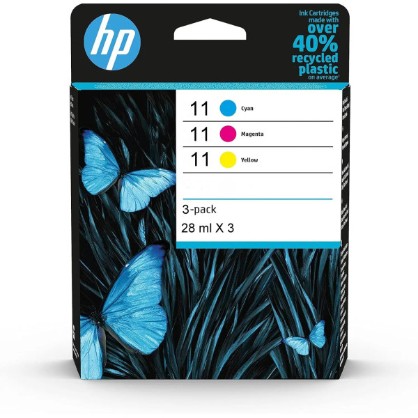 HP 11 Cyan, magenta, jaune Pack de 3 Cartouches d'encre d'origine