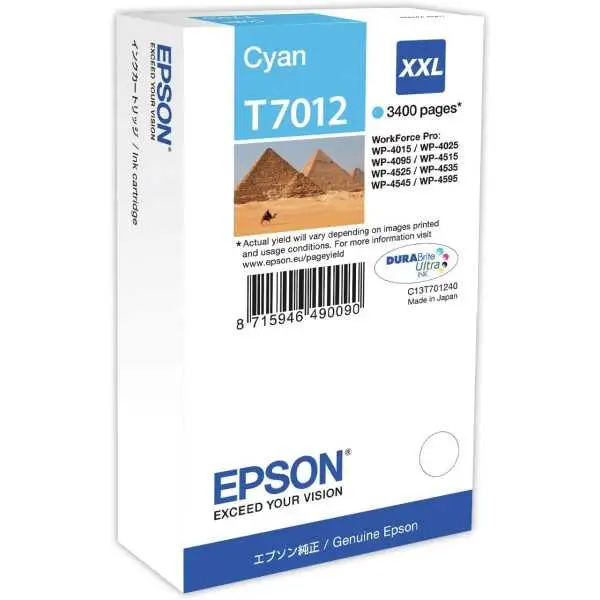 Epson T7012 XXL Cyan Pyramide Cartouche d'encre d'origine