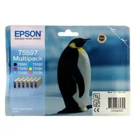 Epson T5597 Noir couleur Pingouin Pack de 6 Cartouches d'encre d'origine