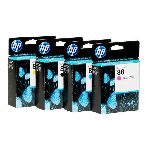 HP 88 noir cyan magenta jaune pack de 4 cartouches d'encre d'origine